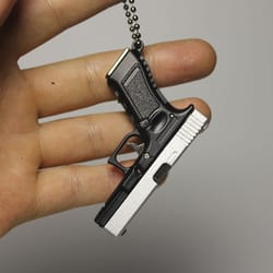 mini pistol keychain toy with removable magazine & collectible charm