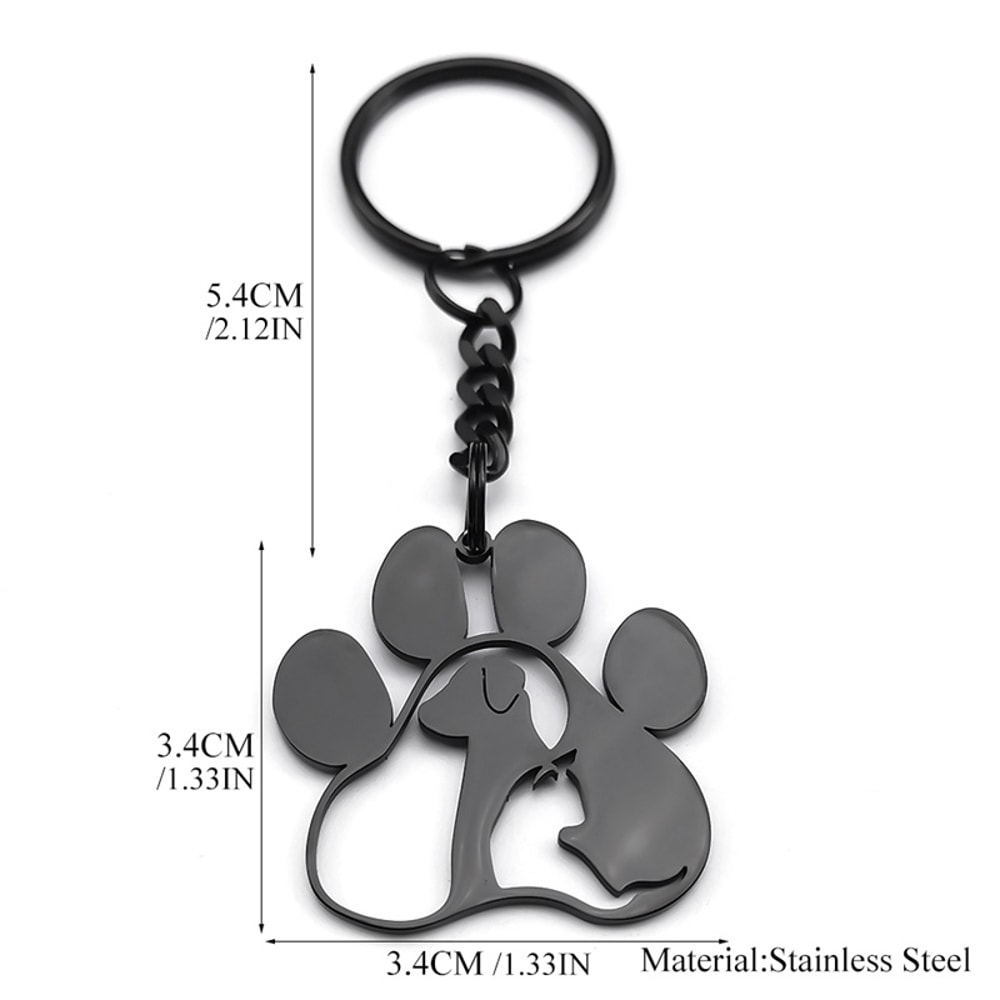 Cute Dog Cat Paw Keychain Stainless Steel Pet Lover Gift Accessory 5