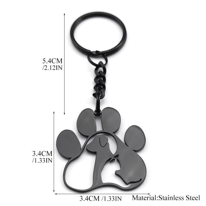Cute Dog Cat Paw Keychain Stainless Steel Pet Lover Gift Accessory 5