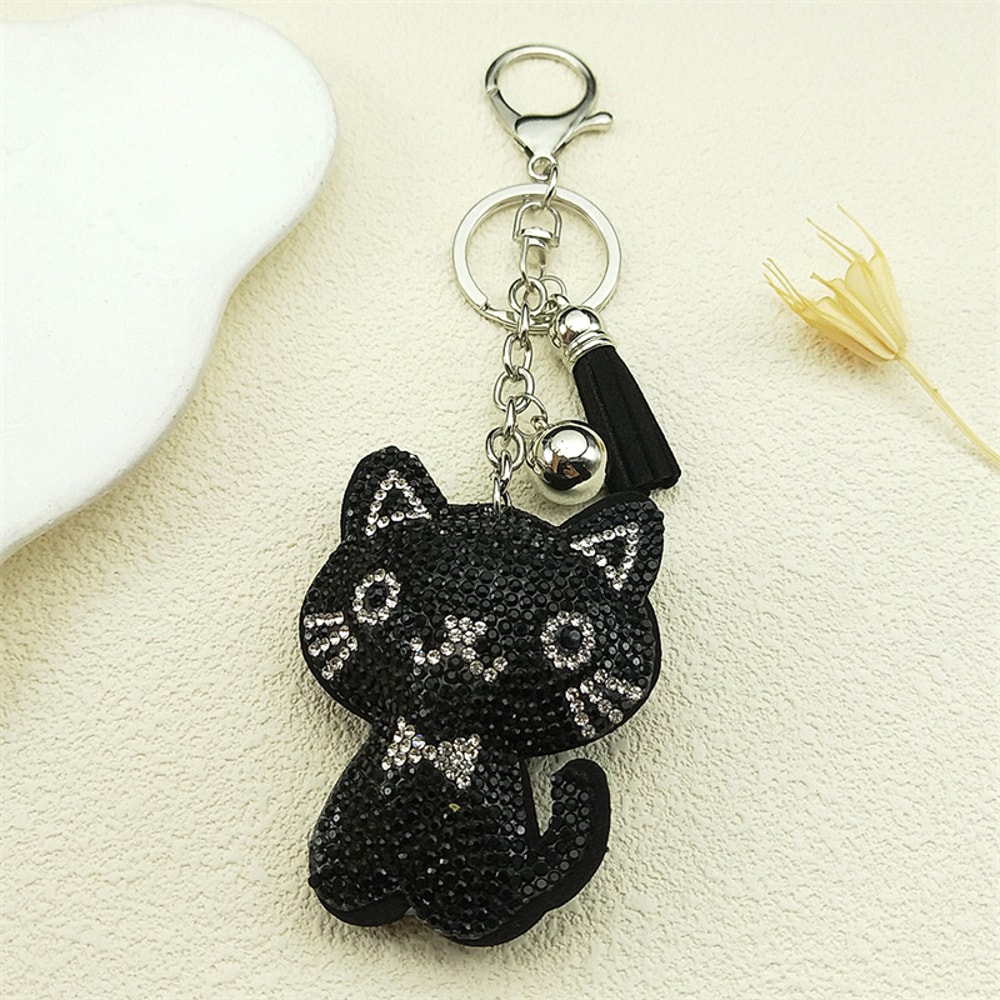 Black Cute Kitty Bowknot Keychain Stylish Cat Keychain