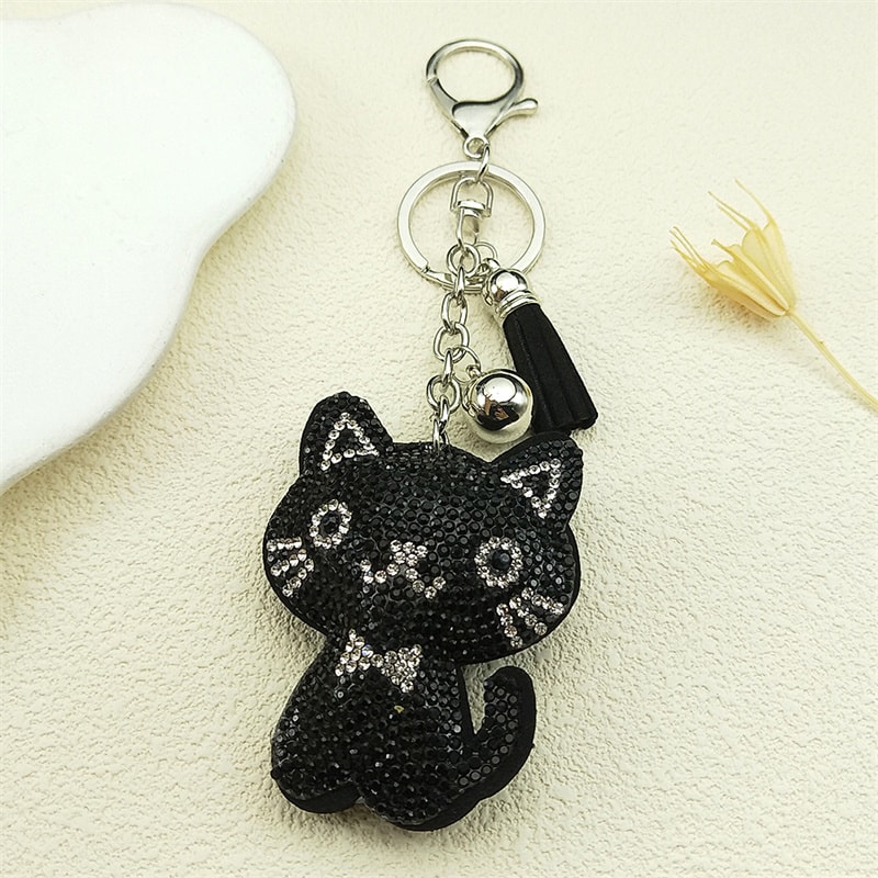 Black Cute Kitty Bowknot Keychain Stylish Cat Keychain