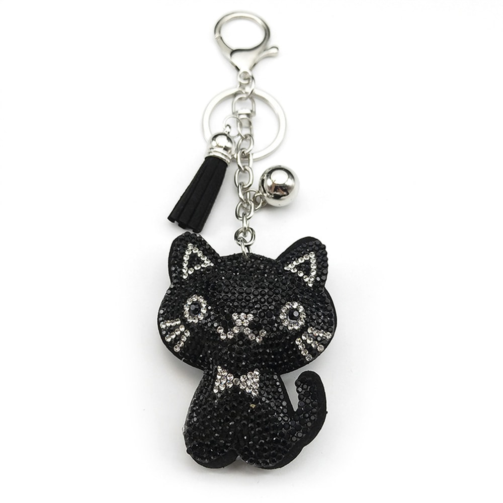 Black Cute Kitty Bowknot Keychain Stylish Cat Keychain