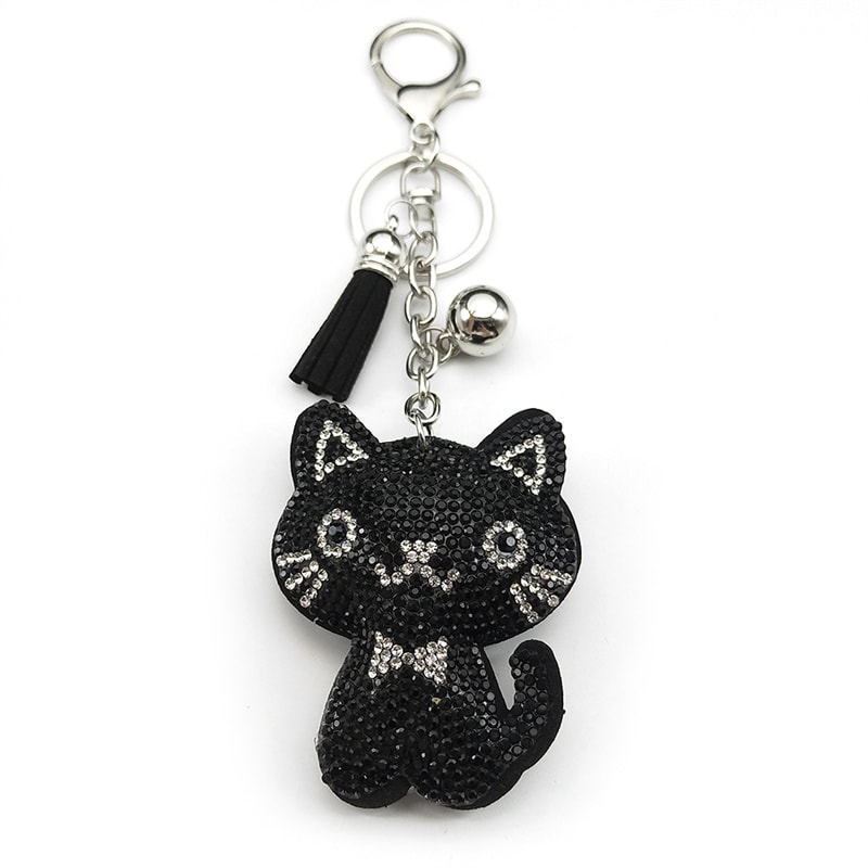 Black Cute Kitty Bowknot Keychain Stylish Cat Keychain
