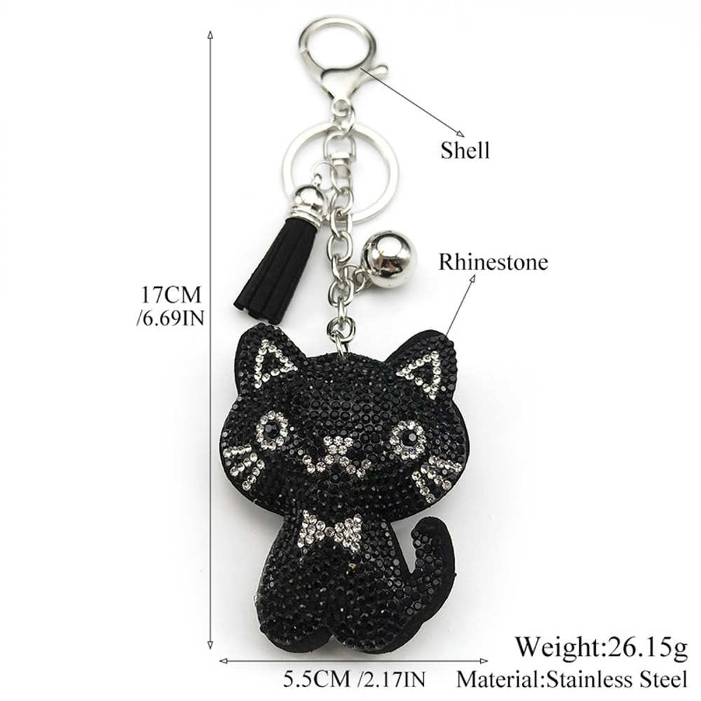 Black Cute Kitty Bowknot Keychain Stylish Cat Keychain