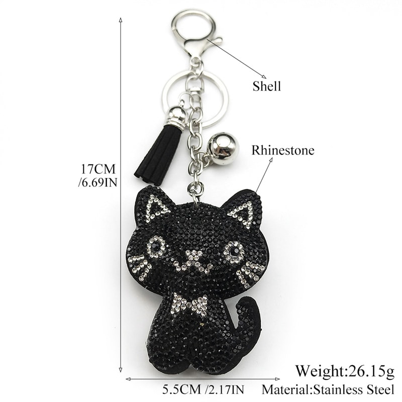 Black Cute Kitty Bowknot Keychain Stylish Cat Keychain