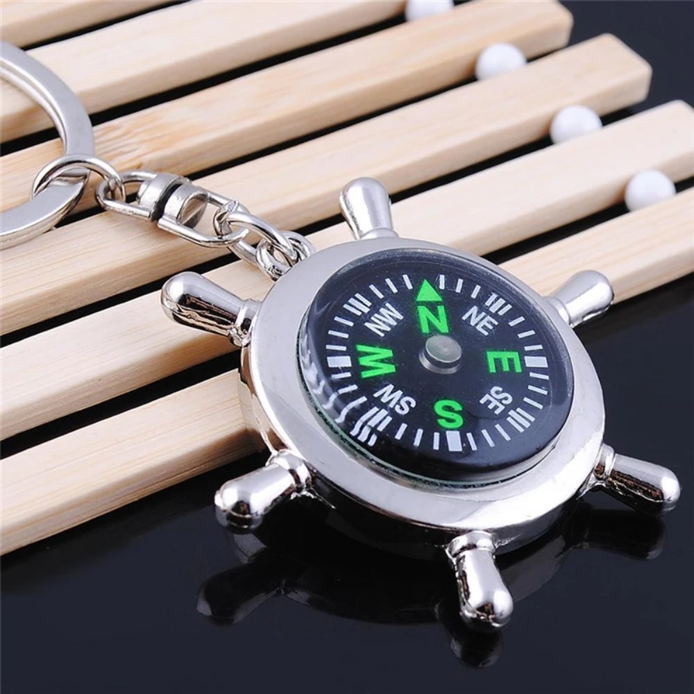 Compass Keychain Stylish Engraved Keyring for Men & Women