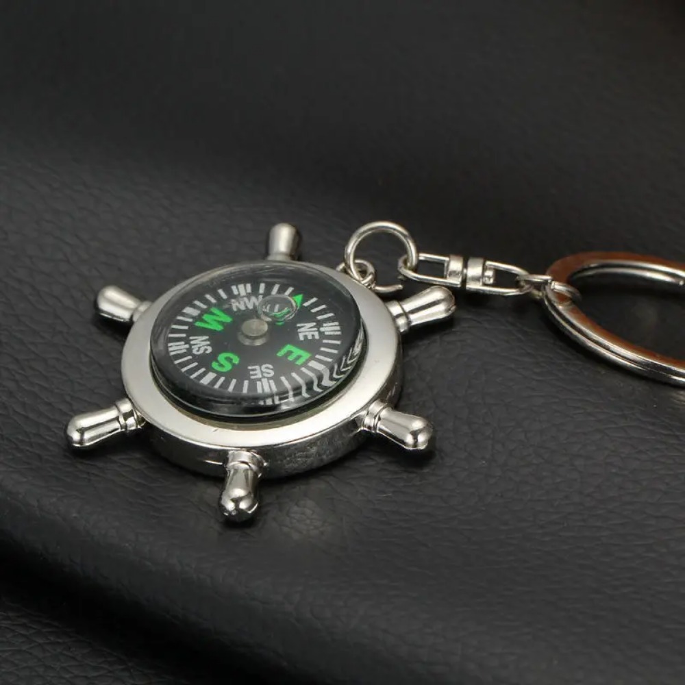 Compass Keychain Stylish Engraved Keyring for Men & Women