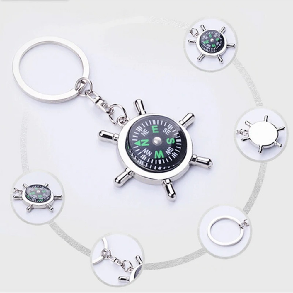 Compass Keychain Stylish Engraved Keyring for Men & Women