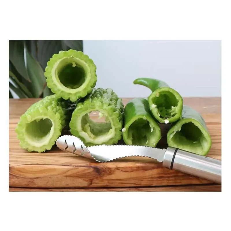 Stainless Steel Pepper Vegetable Corer Zucchini Cucumber Remover 3