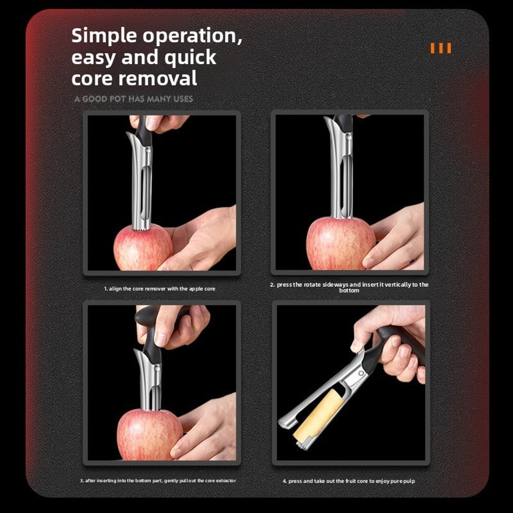 Premium Stainless Steel Apple Corer Fruit Slicer Easy Core Remover Tools 2