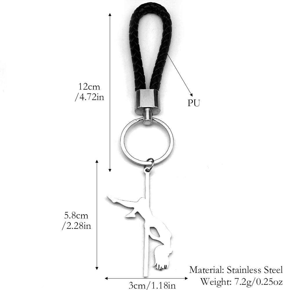 Pole Dance Musical Keychain For Women And Men Stainless Steel Leather Charm 4