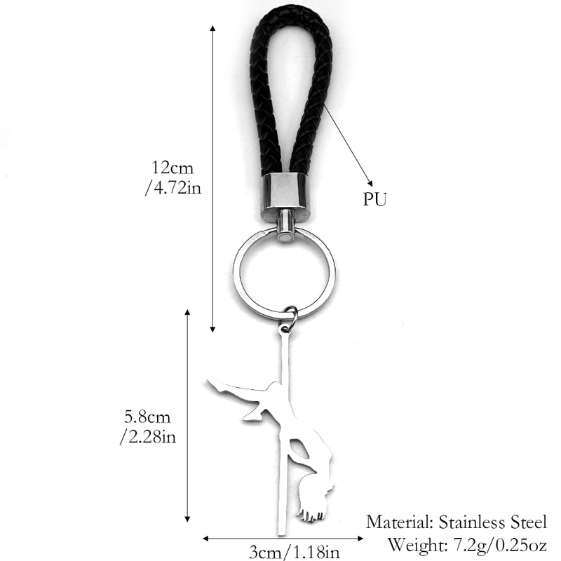 Pole Dance Musical Keychain For Women And Men Stainless Steel Leather Charm 4