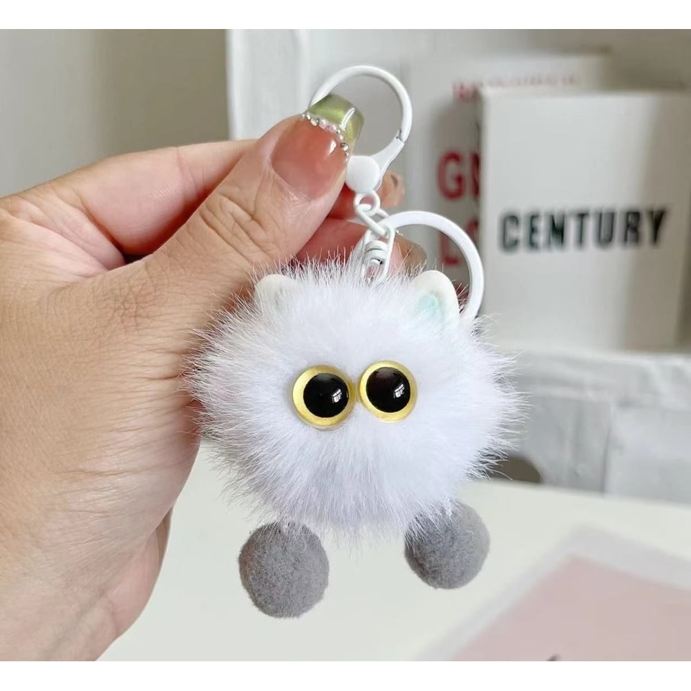 Cute Kitten Plush Keychain For Women Soft Bag Charm Kawaii Gift 0