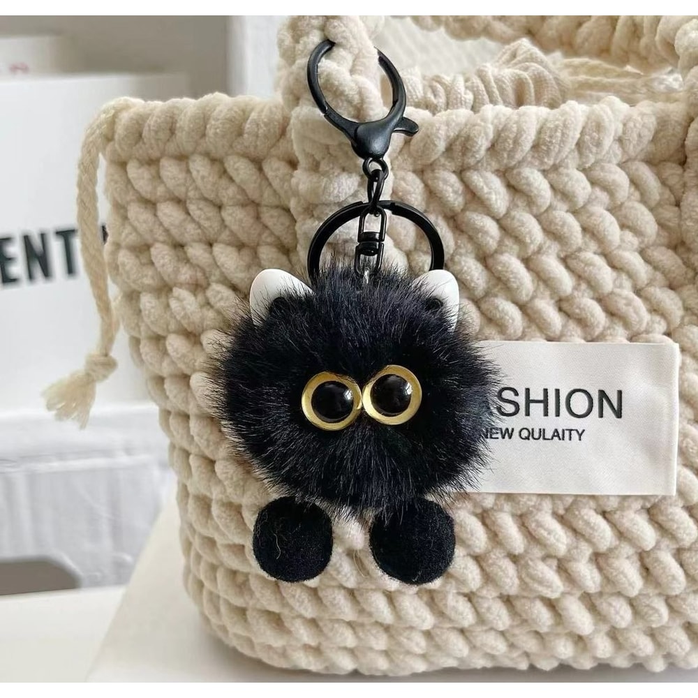 Cute Kitten Plush Keychain For Women Soft Bag Charm Kawaii Gift 2