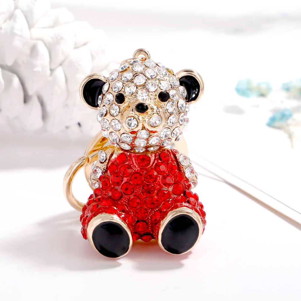 Luxury Rhinestone Mini Bear Keychain For Women Fashion Zinc Alloy Key Ring 3