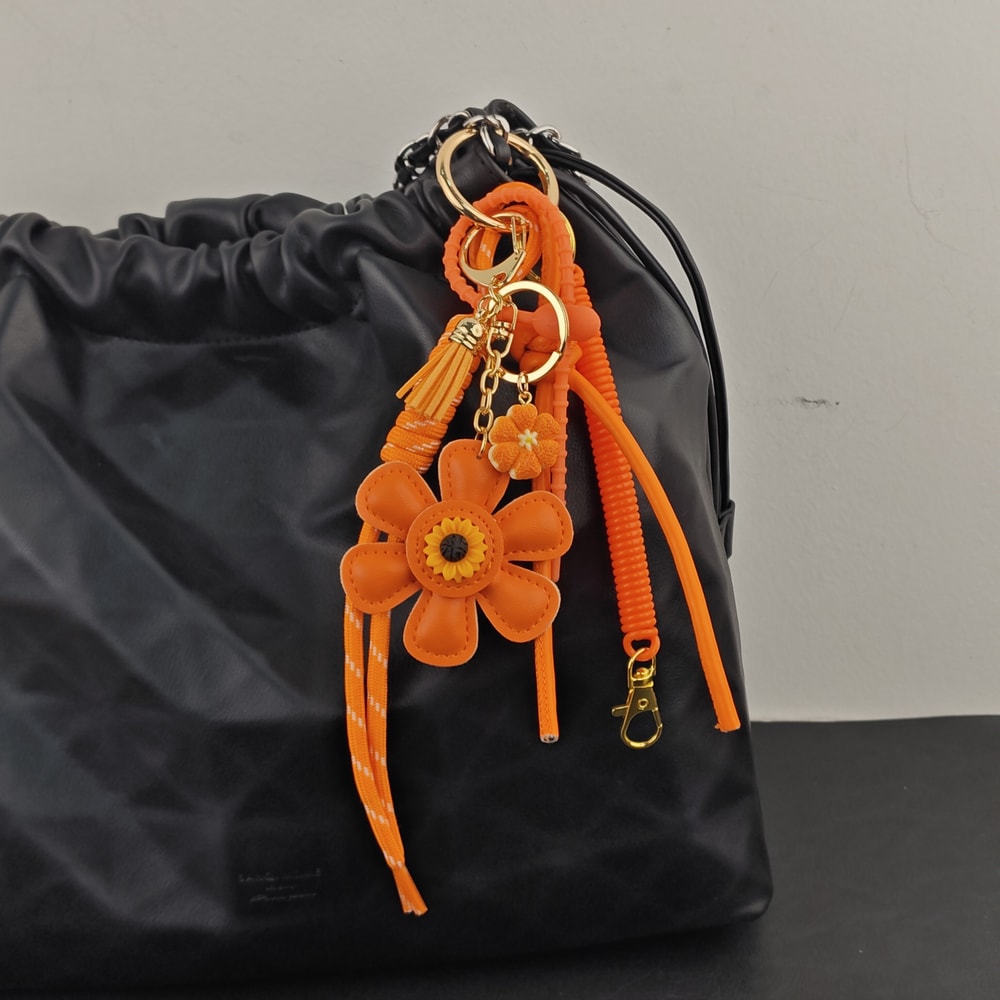 Leather Sunflower Bag Charm Keychain For Women Fashion Accessory Gift 4