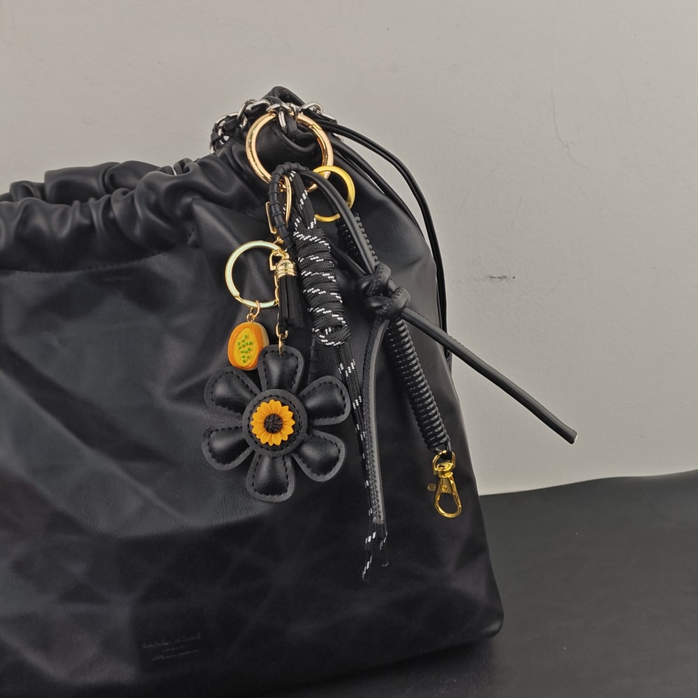 Leather Sunflower Bag Charm Keychain For Women Fashion Accessory Gift 5
