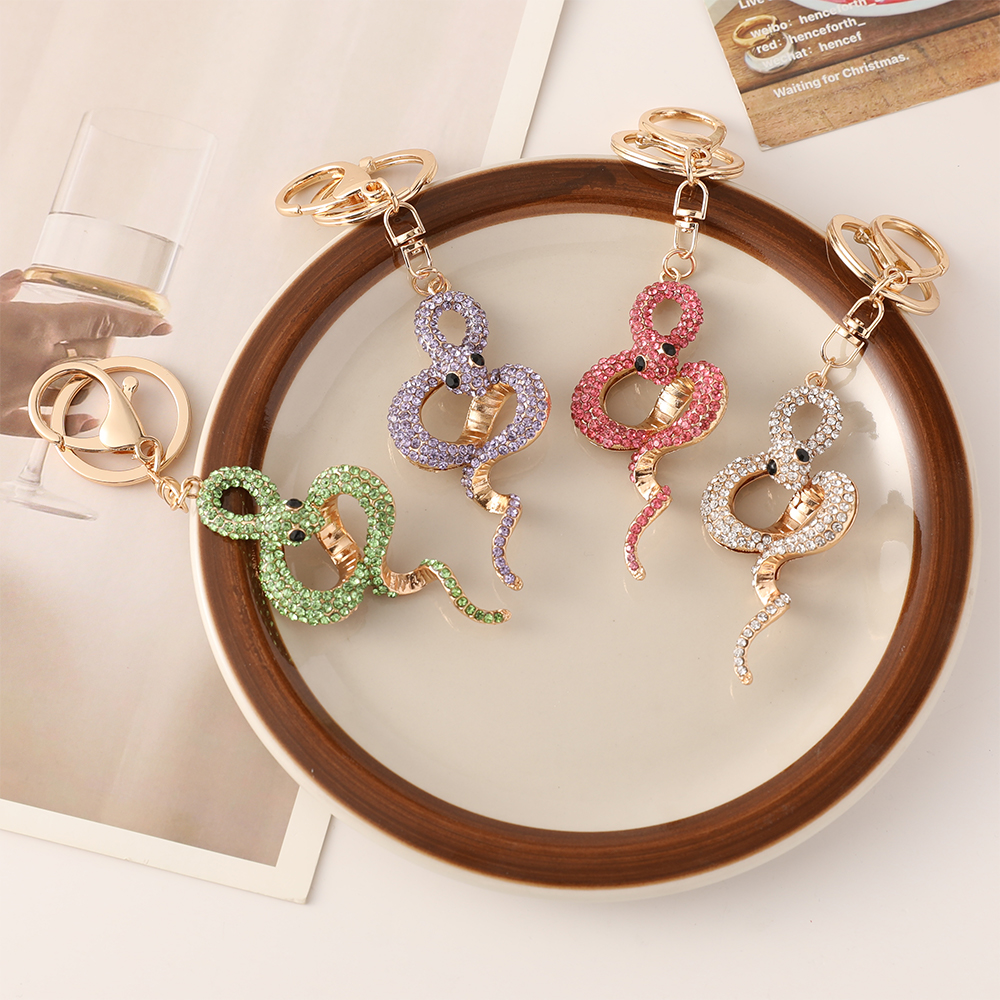 Premium Crystal Snake Keychain Rhinestone Bag Pendant Handbag Accessory 3