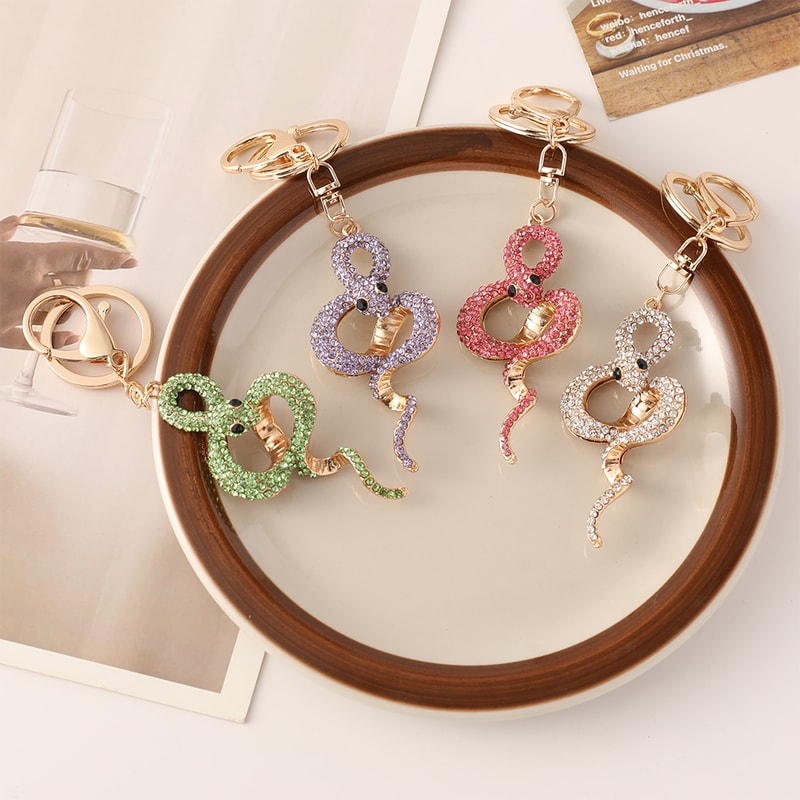 Premium Crystal Snake Keychain Rhinestone Bag Pendant Handbag Accessory 3