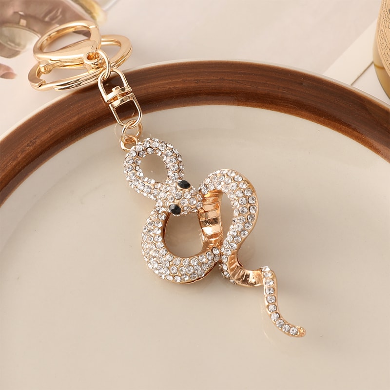 Premium Crystal Snake Keychain Rhinestone Bag Pendant Handbag Accessory 7