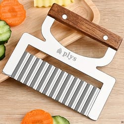 stainless steel wavy potato slicer & crinkle cut vegetable cutter with ergonomic vegetable peeler handle