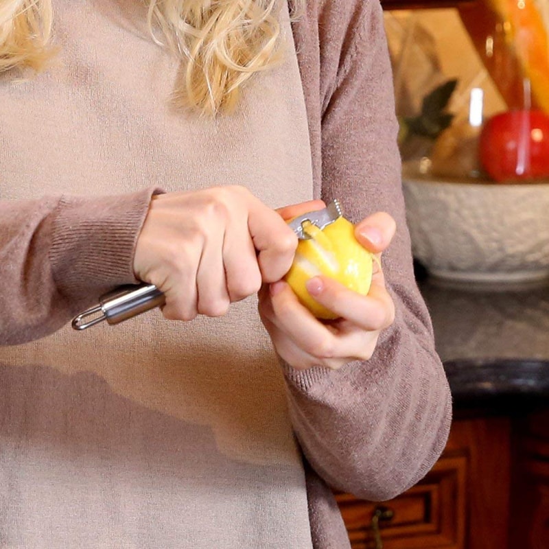 Premium Stainless Steel Citrus Zester Grater with Channel Knife & Hanging Loop