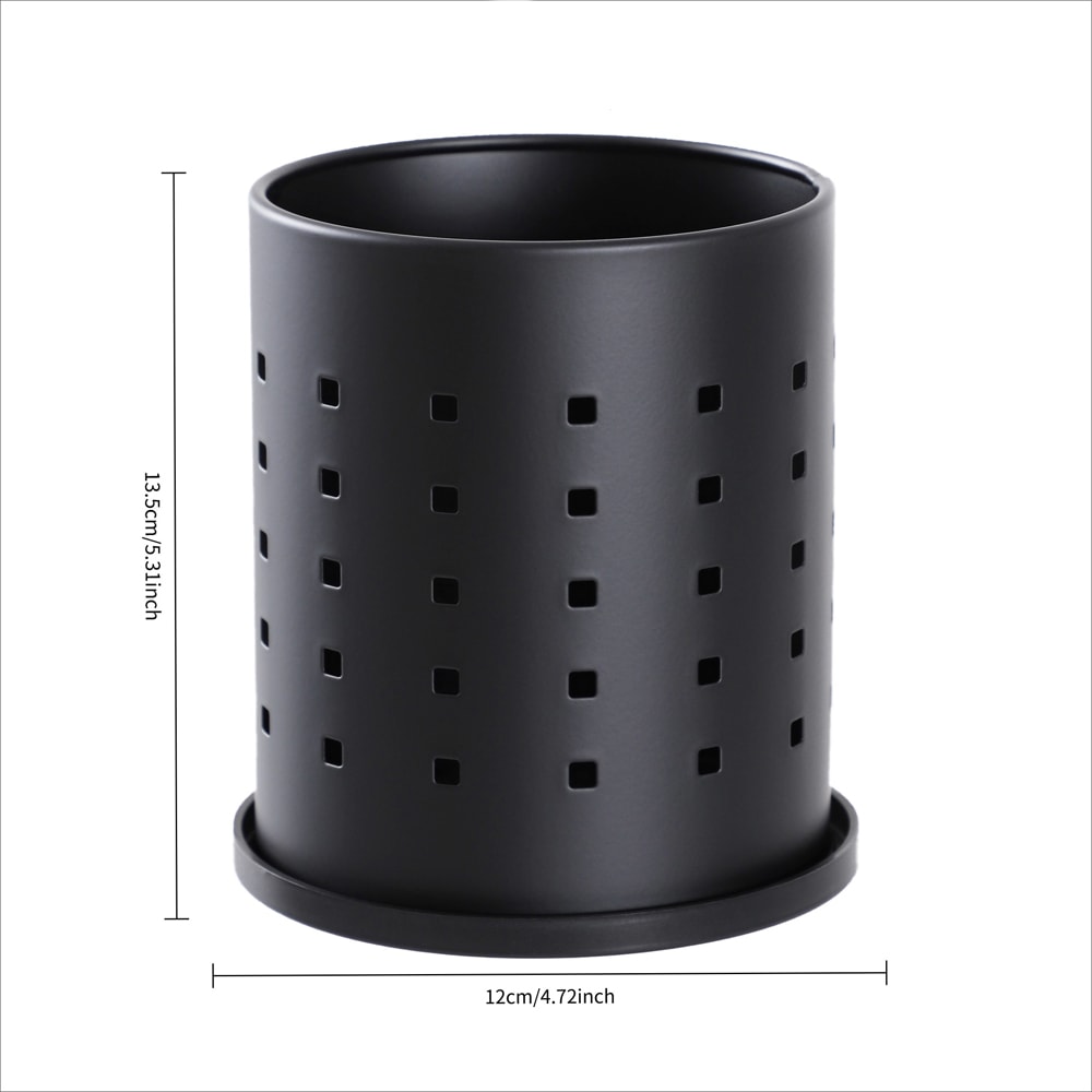 Premium Black Stainless Steel Cutlery Holder Large Kitchen Utensil Organizer For Knives Forks Chop 5