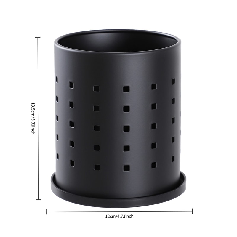 Premium Black Stainless Steel Cutlery Holder Large Kitchen Utensil Organizer For Knives Forks Chop 5