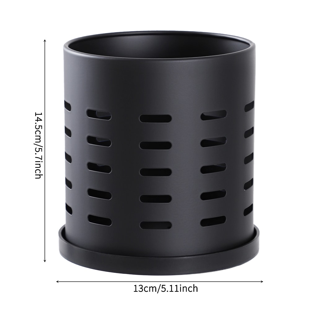 Premium Black Stainless Steel Cutlery Holder Large Kitchen Utensil Organizer For Knives Forks Chop 6