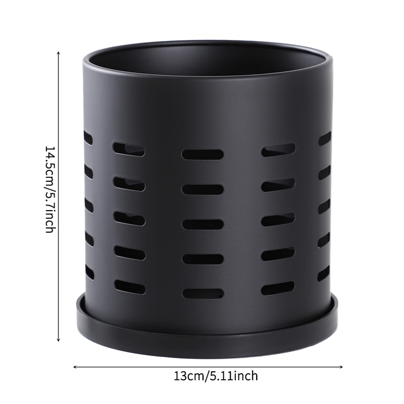 Premium Black Stainless Steel Cutlery Holder Large Kitchen Utensil Organizer For Knives Forks Chop 6
