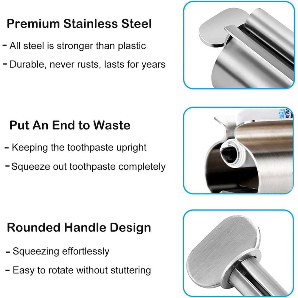 Premium Stainless Steel Toothpaste Squeezer & Tube Roller Dispenser for Ointments & Cosmetics