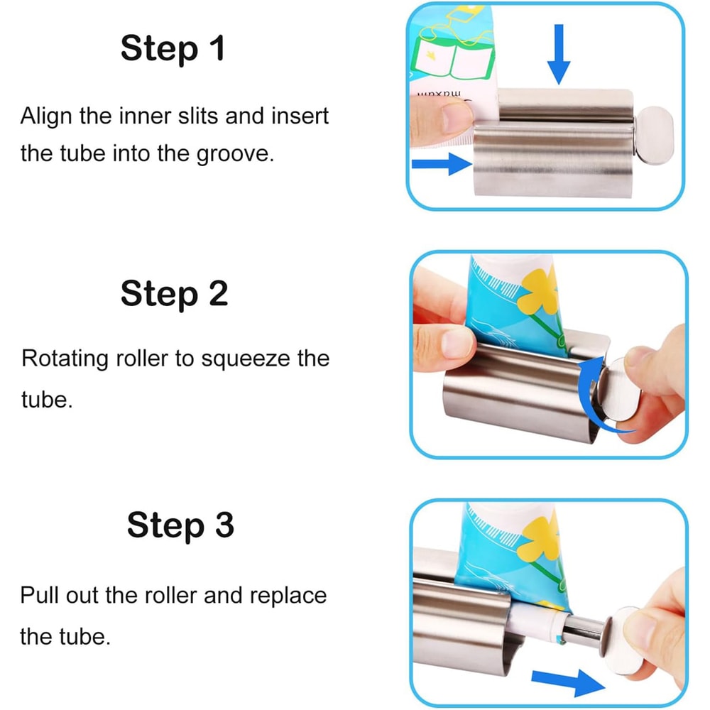 Premium Stainless Steel Toothpaste Squeezer & Tube Roller Dispenser for Ointments & Cosmetics