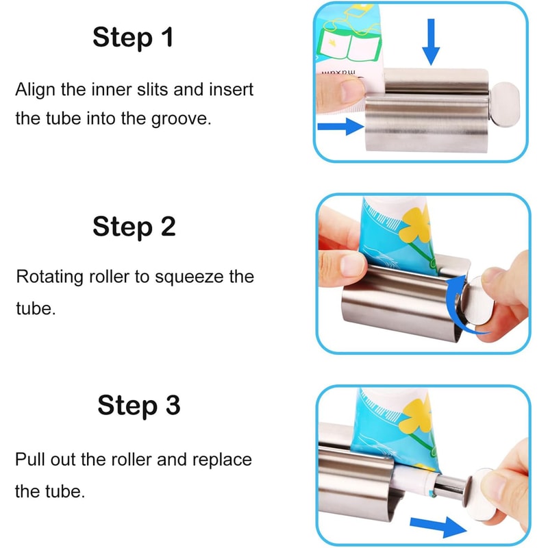 Premium Stainless Steel Toothpaste Squeezer & Tube Roller Dispenser for Ointments & Cosmetics
