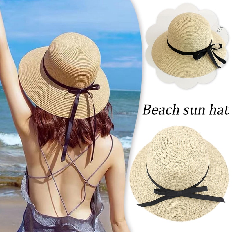 Luxury Foldable Straw Sun Hat For Women Wide Brim Beach Hat 0