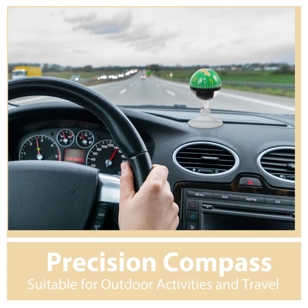Premium Portable Car Compass Dashboard Mount Suction Cup Vehicle & Outdoor Hiking Navigation