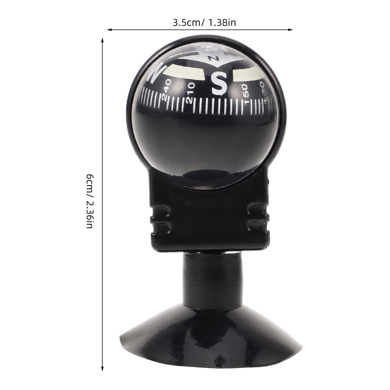 Rotating Car Dashboard Compass with Suction Base for Travel & Outdoor Navigation