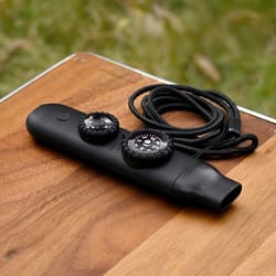 emergency survival whistle with compass & flashlight