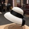 Womens Straw Sun Hat With Bow And Wide Brim 0
