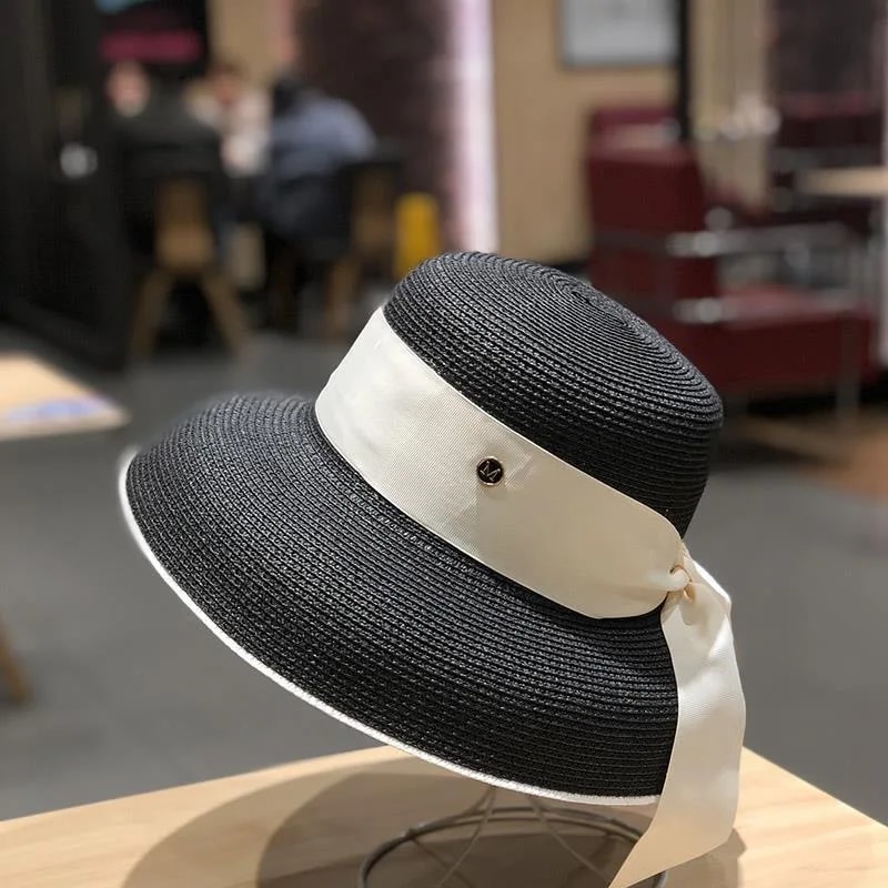 Womens Straw Sun Hat With Bow And Wide Brim 7