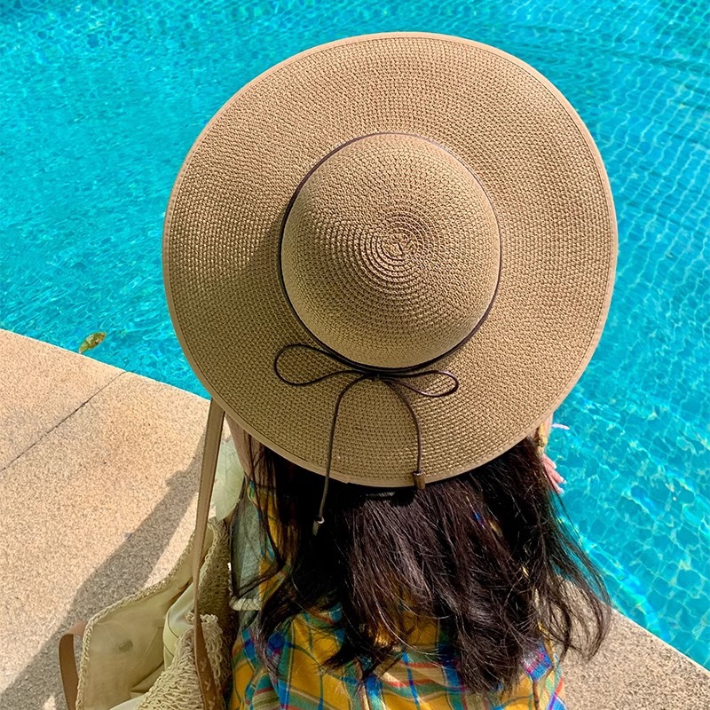 Womens Straw Wide Brim Sun Hat with UV Protection for Beach Travel
