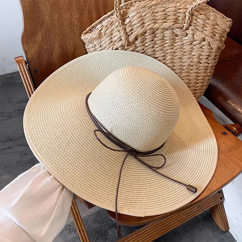 Womens Straw Wide Brim Sun Hat with UV Protection for Beach Travel