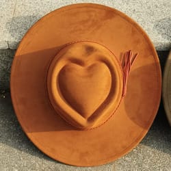 heart crown hat wide brim suede fedora for women and men