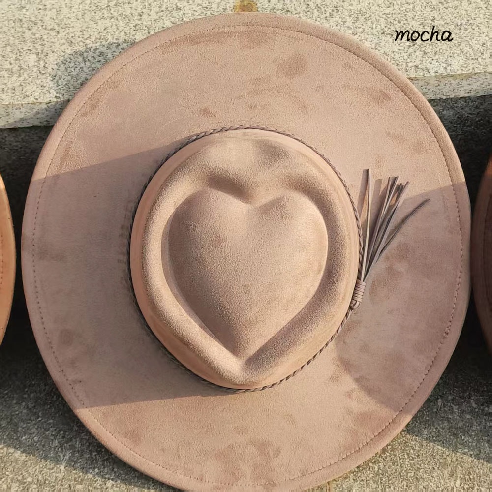 Heart Crown Hat Wide Brim Suede Fedora For Women And Men 4