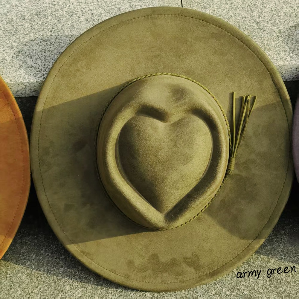 Heart Crown Hat Wide Brim Suede Fedora For Women And Men 2