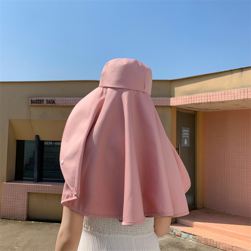 Womens Wide Brim Sun Hat With Neck Flap And Ponytail Hole 5