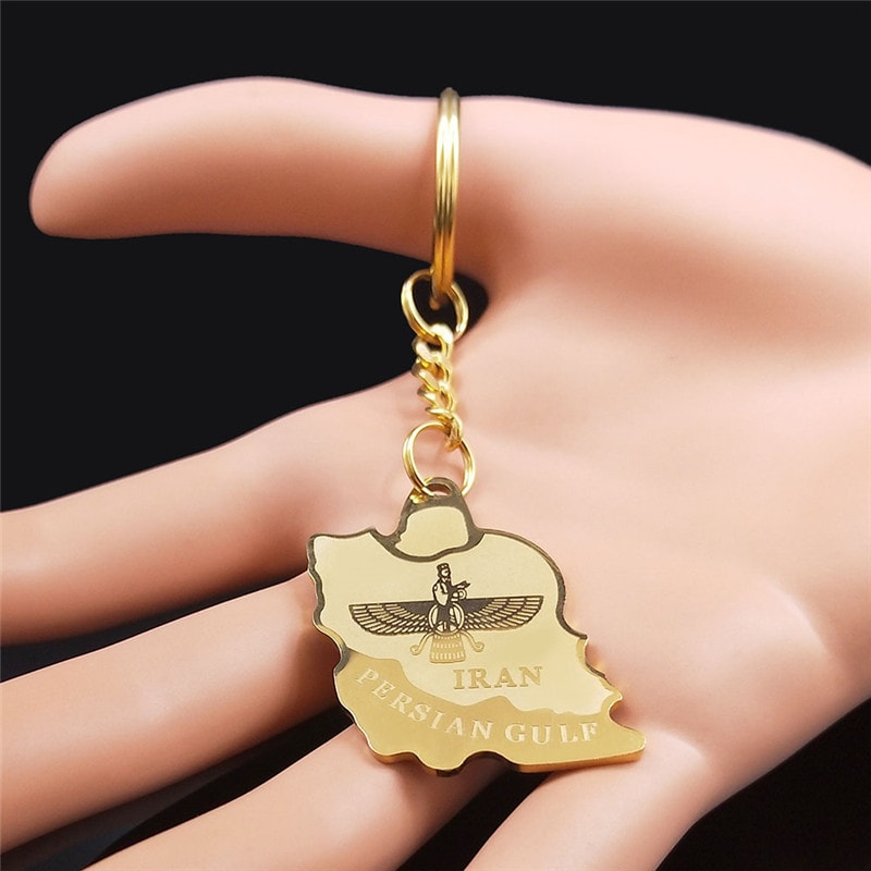 Iran Map Stainless Steel Keychain Persian Zoroastrian Gift 1