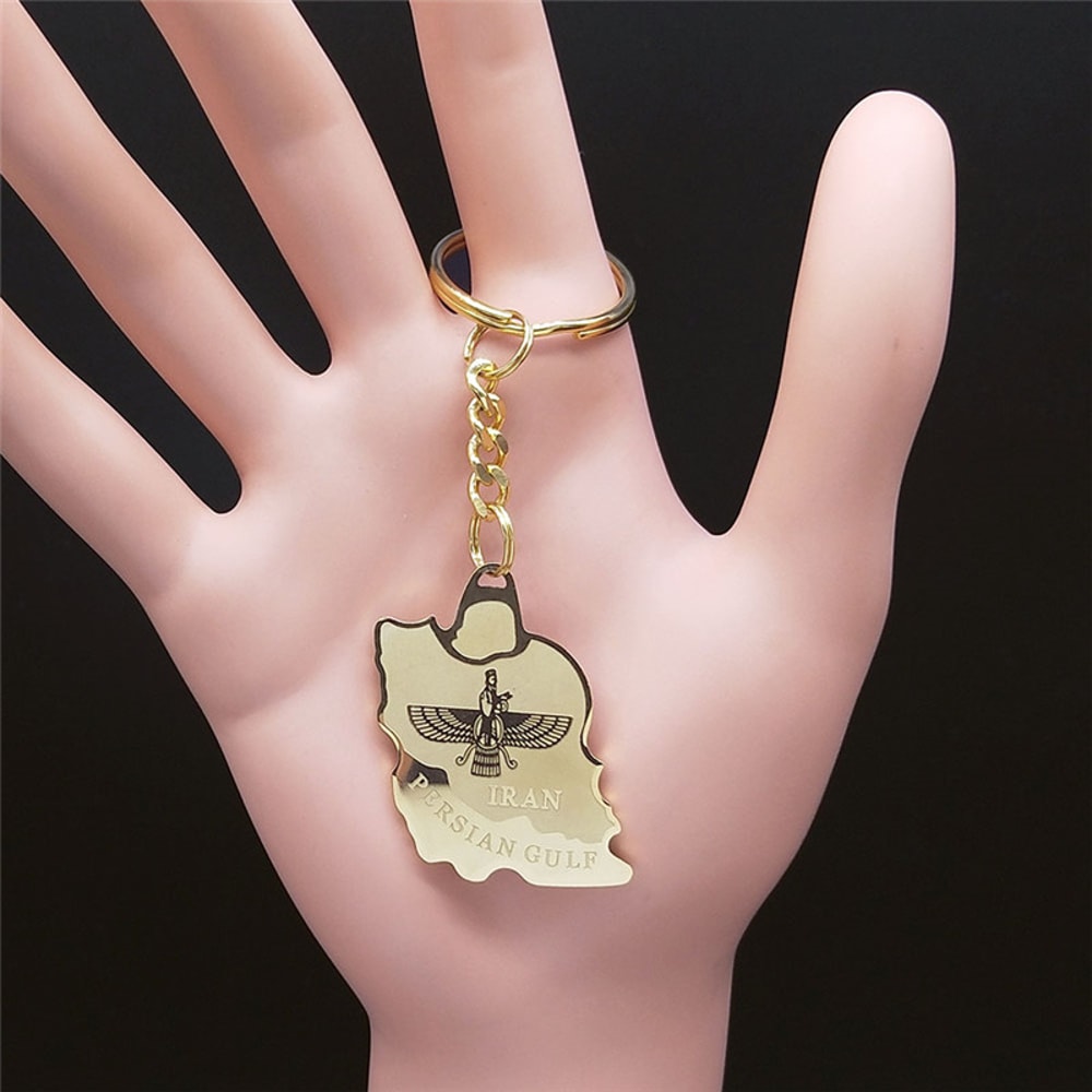 Iran Map Stainless Steel Keychain Persian Zoroastrian Gift 3