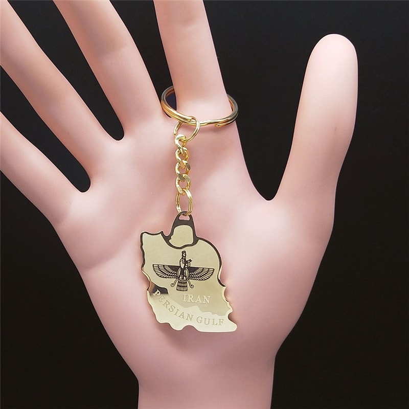 Iran Map Stainless Steel Keychain Persian Zoroastrian Gift 3