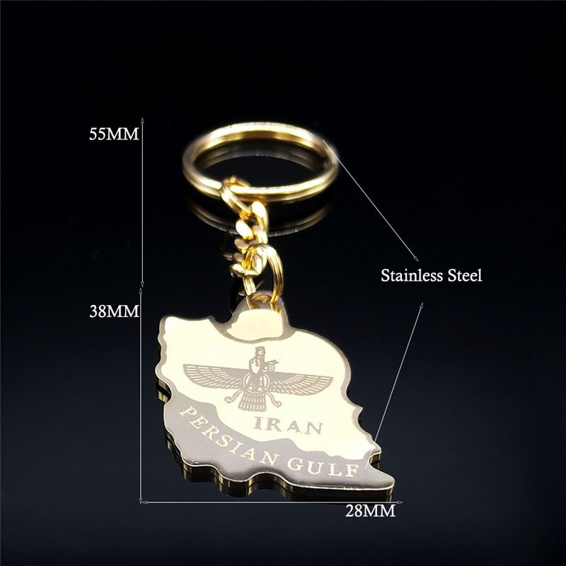 Iran Map Stainless Steel Keychain Persian Zoroastrian Gift 4