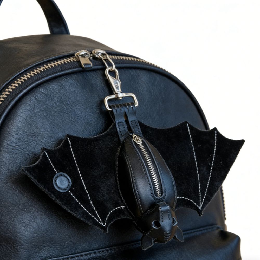 Handmade Bat Wallet Keychain Genuine Leather Coin Purse